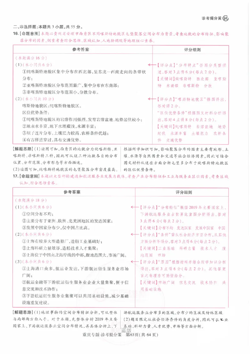 2024年王后雄高考押题预测卷重庆地理答案_2024高考押题卷_22024王hou雄_（新高考）2024王后雄押题预测卷（分科版）_9.地理