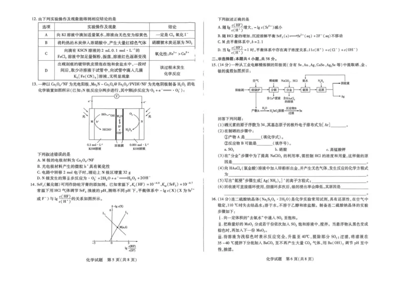 河南天一大联考2024-2025学年下高三年级阶段性测试（七）化学试题（含答案）_2025年4月_250426河南天一大联考2024-2025学年下高三年级阶段性测试（七）（全科）