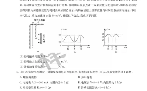 湖北省2025届九师联盟核心模拟卷（下）（样卷）物理_2025年4月_2504022025届九师联盟核心模拟卷（下）（一）（样卷）（全科）