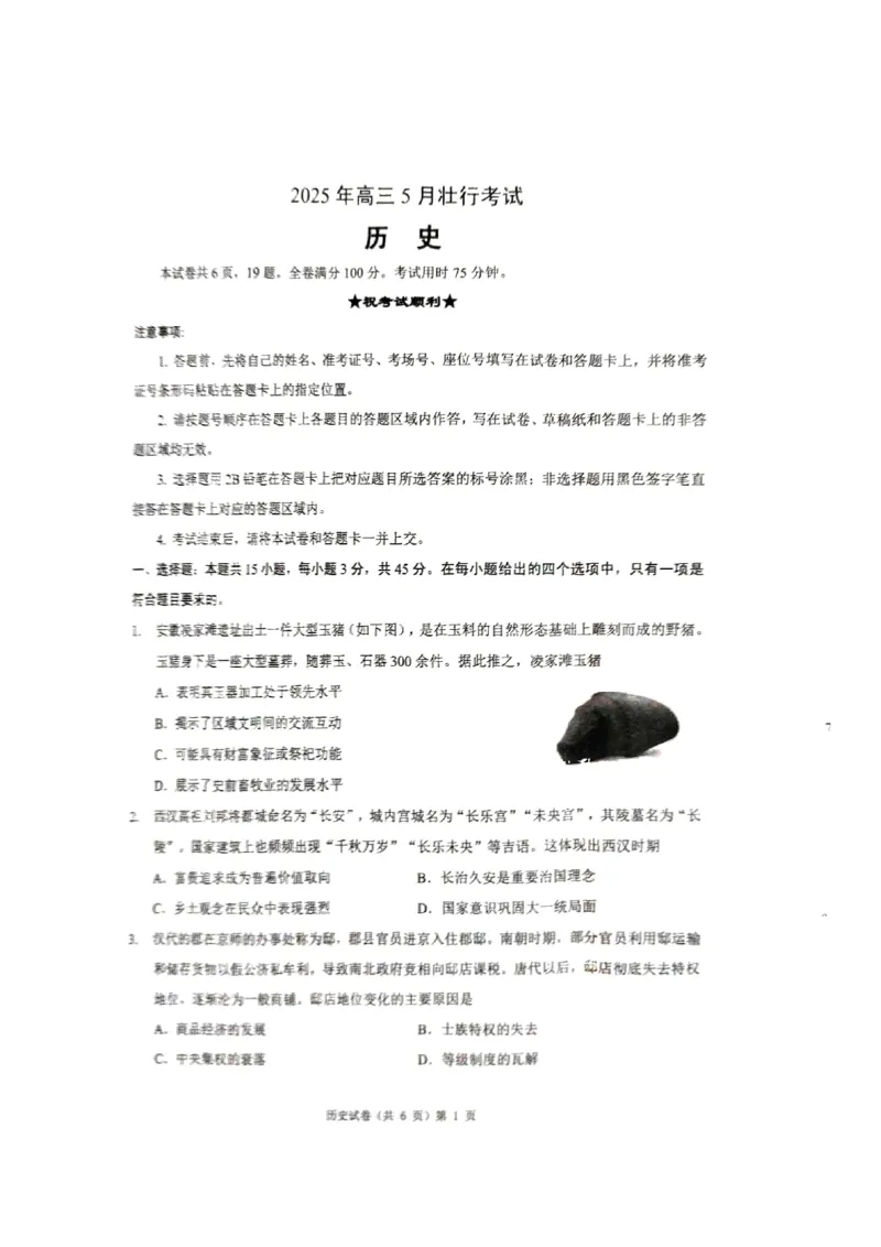 历史三模_2025年5月_2505192025届湖北省新八校协作体高三下学期5月壮行考（全科）_05历史