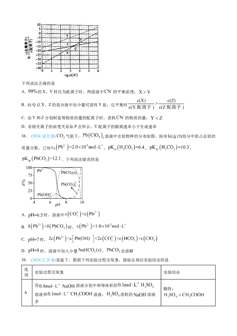 专题09水溶液中的离子反应与平衡-三年（2022-2024）高考化学真题分类汇编（全国通用）（学生卷）_近10年高考真题汇编（必刷）_十年（2014-2024）高考化学真题分项汇编（全国通用）