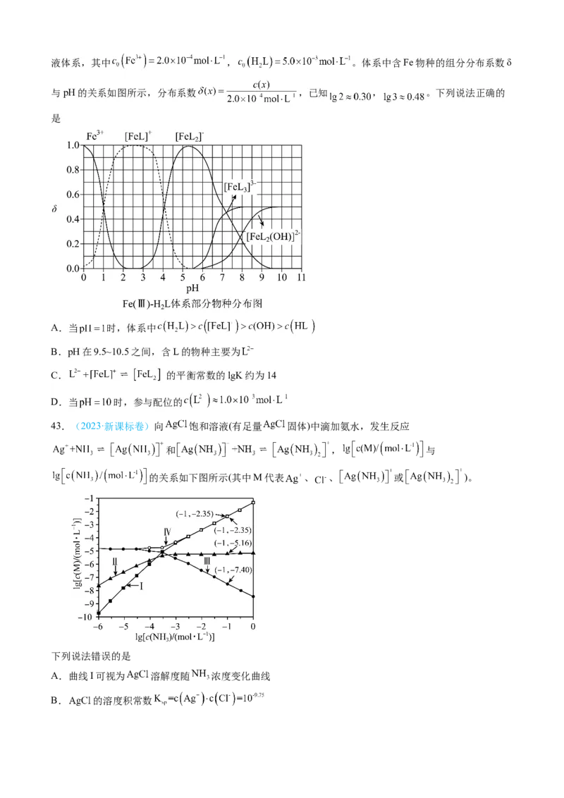 专题09水溶液中的离子反应与平衡-三年（2022-2024）高考化学真题分类汇编（全国通用）（学生卷）_近10年高考真题汇编（必刷）_十年（2014-2024）高考化学真题分项汇编（全国通用）