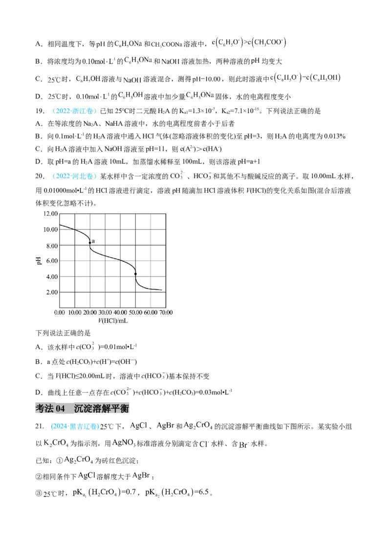 专题09水溶液中的离子反应与平衡-三年（2022-2024）高考化学真题分类汇编（全国通用）（学生卷）_近10年高考真题汇编（必刷）_十年（2014-2024）高考化学真题分项汇编（全国通用）