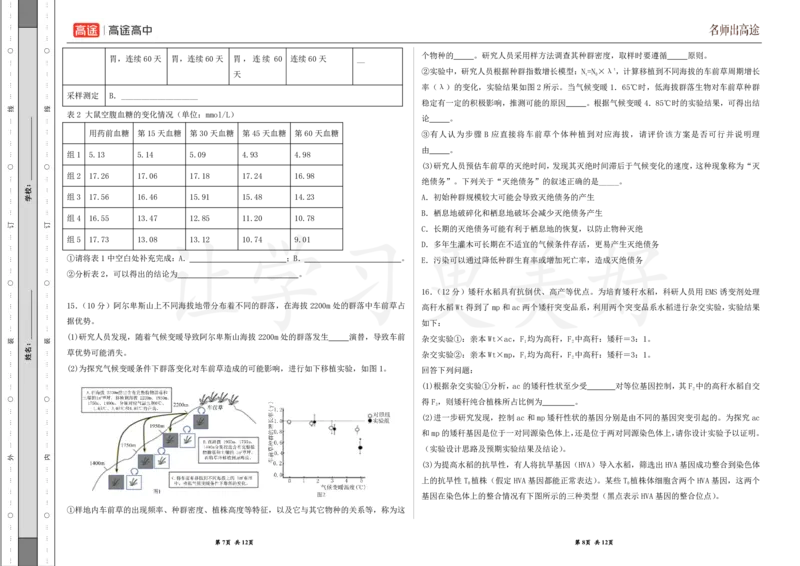 (8.48)-点睛押题卷&mdash;&mdash;天津卷_2024高考押题卷_132024高途全系列_26高途点睛卷_2024点睛密卷-生物