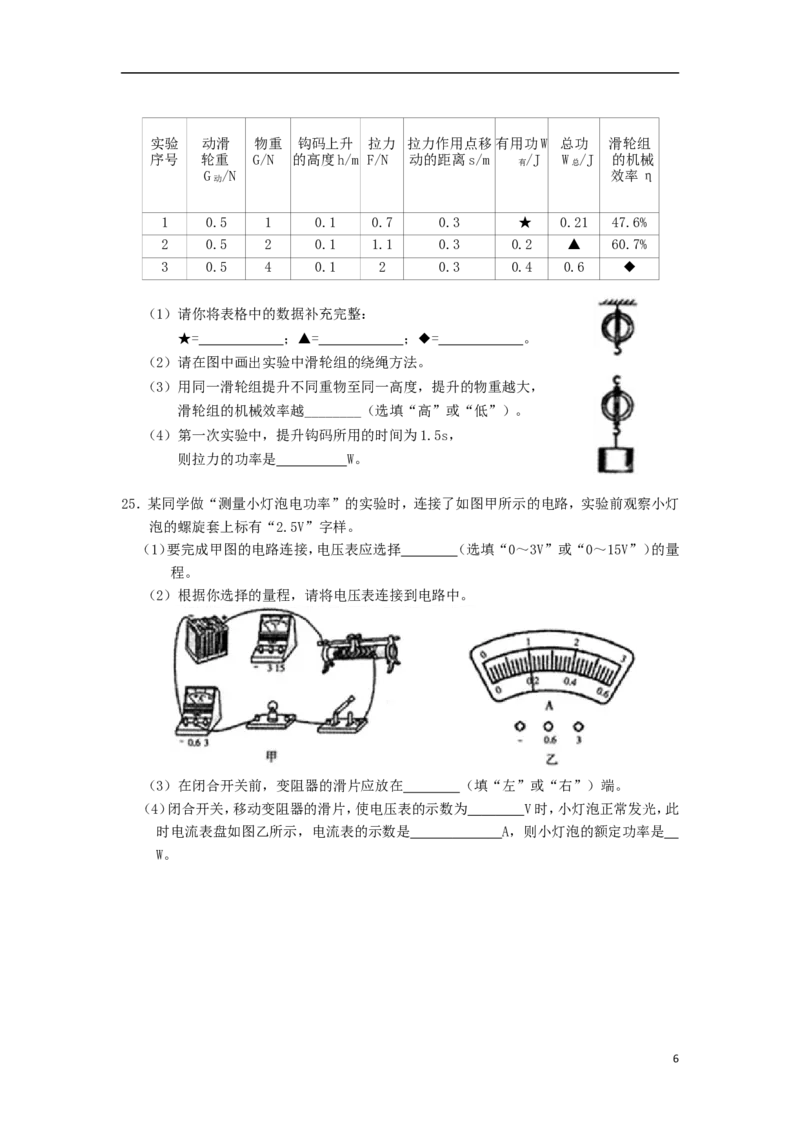 辽宁省阜新市2015年中考物理真题试题（含扫描答案）_中考真题_4.物理中考真题2015-2024年_2015年中考物理真题165份