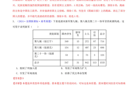 专题06从甲午战争到五四运动（1894-1919）（教师卷）-2024年高考真题和模拟题历史分类汇编（全国通用）_近10年高考真题汇编（必刷）