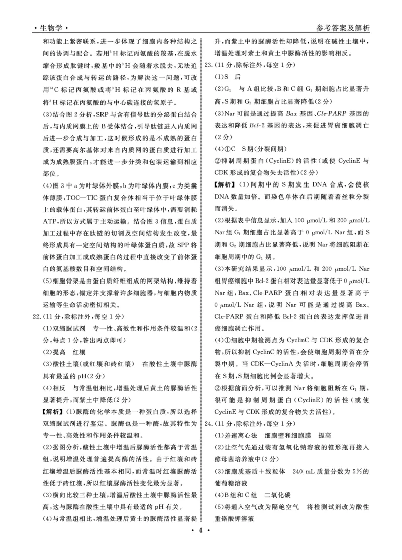 生物2025年辽宁高三9月联考答案(4)_2025年9月_250905辽宁省名校联盟2025年高三9月份联合考试（全科）_生物