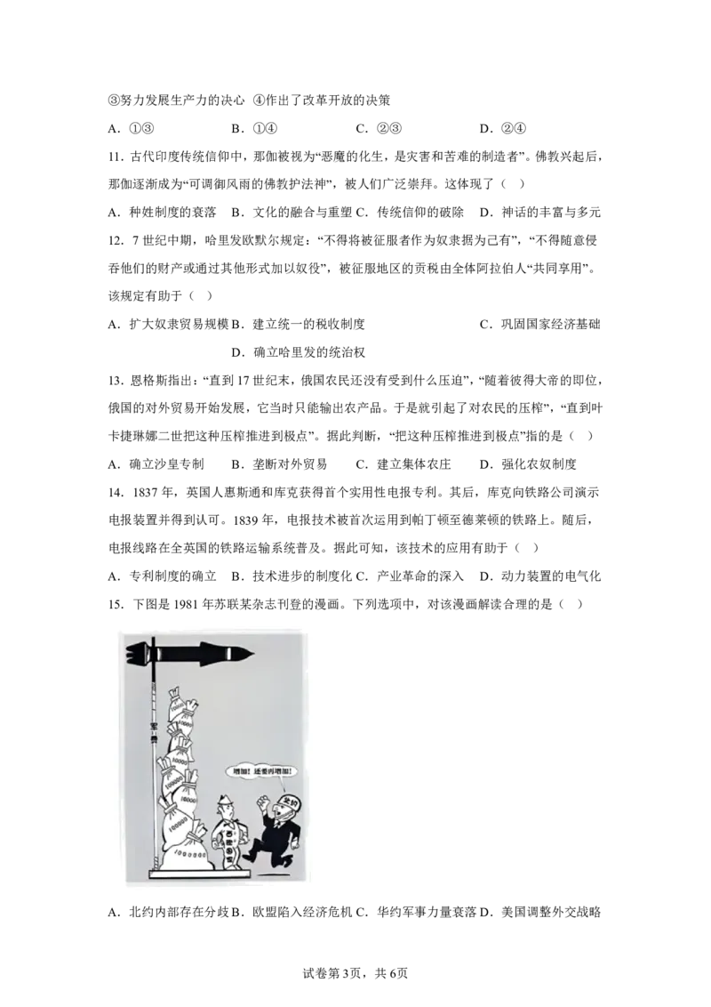 黑、吉、辽、内蒙2025年高考历史真题文档版（含答案）适用地区：辽宁、黑龙江、吉林、内蒙古_1.高考2025全国各省真题+答案_6.高考历史试题及答案更新中