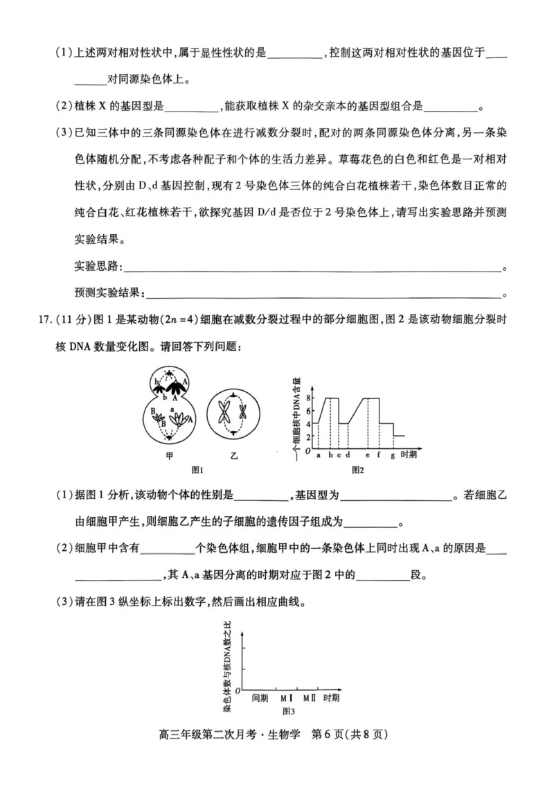 海南省部分学校2025-2026学年高三上学期第二次月考生物试卷（含答案）_2025年10月_12026年试卷教辅资源等多个文件_251023海南部分学校2025-2026学年高三上学期第二次月考