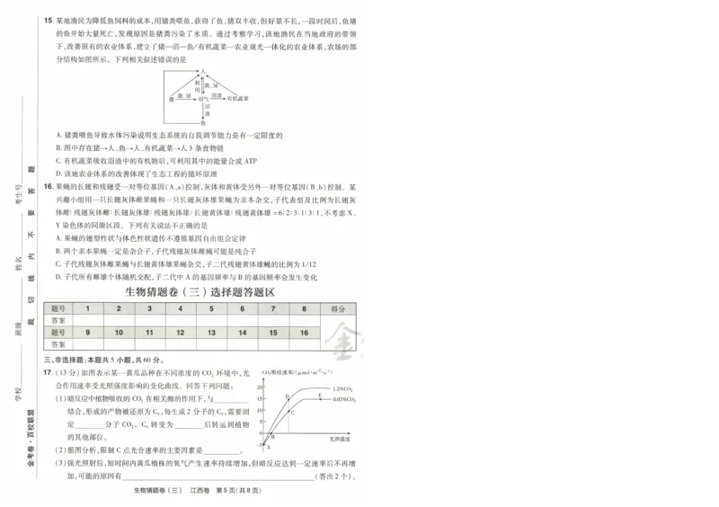 2024《金考卷&middot;高考测评卷》生物A4_2024高考押题卷_12024天星全系列_（新高考）2024《金K卷&middot;高考测评&middot;猜题卷》（语数英）各九套_2024《金考卷&middot;高考测评卷&middot;猜题卷》生物