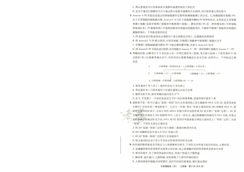 2024《金考卷&middot;高考测评卷》生物A4_2024高考押题卷_12024天星全系列_（新高考）2024《金K卷&middot;高考测评&middot;猜题卷》（语数英）各九套_2024《金考卷&middot;高考测评卷&middot;猜题卷》生物