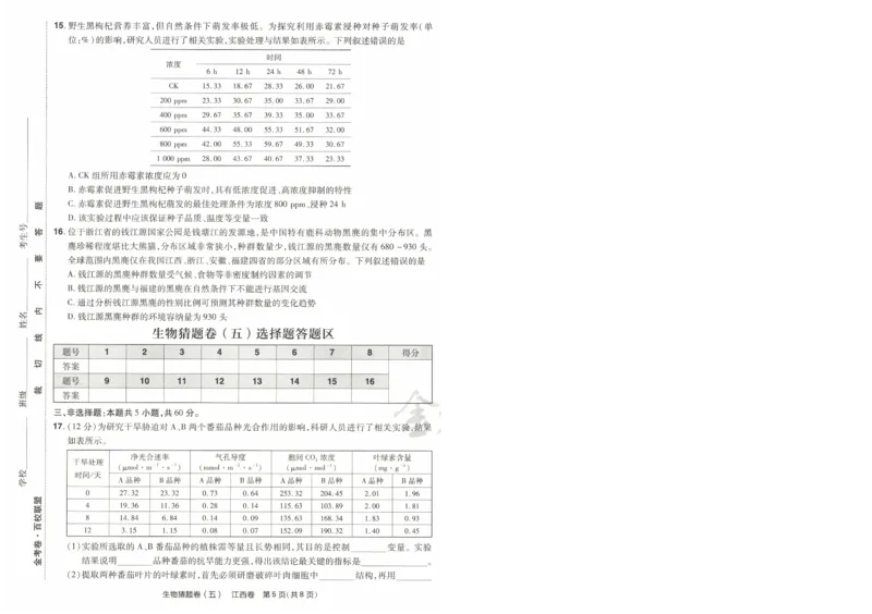 2024《金考卷&middot;高考测评卷》生物A4_2024高考押题卷_12024天星全系列_（新高考）2024《金K卷&middot;高考测评&middot;猜题卷》（语数英）各九套_2024《金考卷&middot;高考测评卷&middot;猜题卷》生物