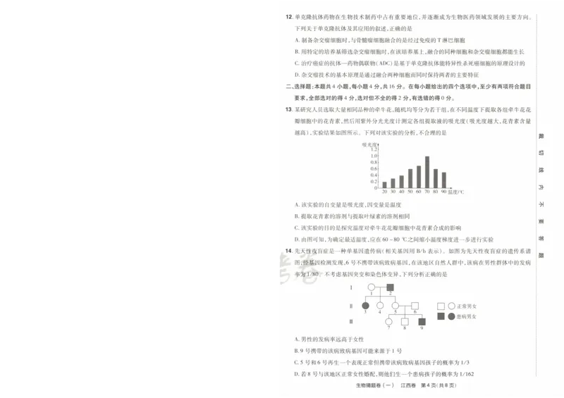 2024《金考卷&middot;高考测评卷》生物A4_2024高考押题卷_12024天星全系列_（新高考）2024《金K卷&middot;高考测评&middot;猜题卷》（语数英）各九套_2024《金考卷&middot;高考测评卷&middot;猜题卷》生物