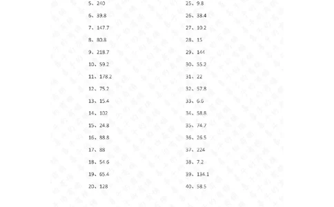 1位小数&times;10以内第11-20篇答案_编码0121-6年级数学口算计算_口算题（适合5年级）_小数-乘法（230篇）_（小数）1位小数&times;10以内（20篇）