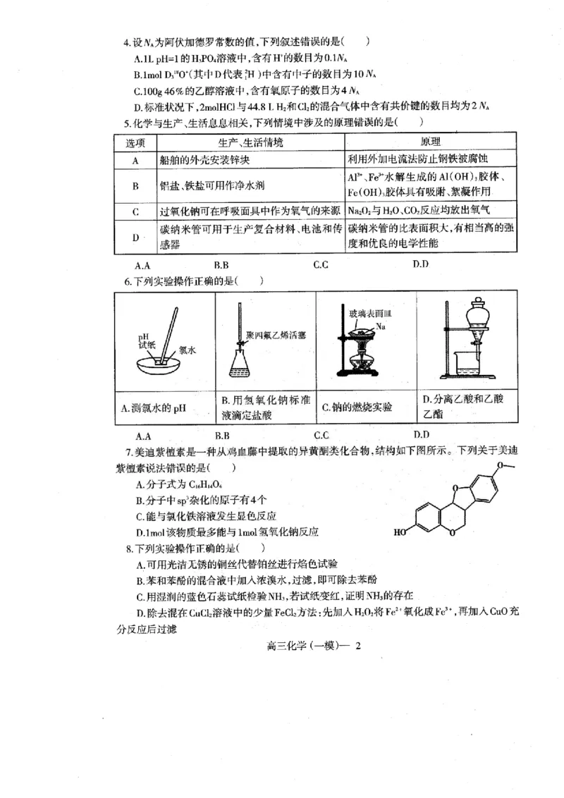 辽宁省协作校2024-2025学年度下学期高三第一次模拟考试化学_2025年3月_250328辽宁省协作校2024-2025学年度下学期高三第一次模拟考试（全科）