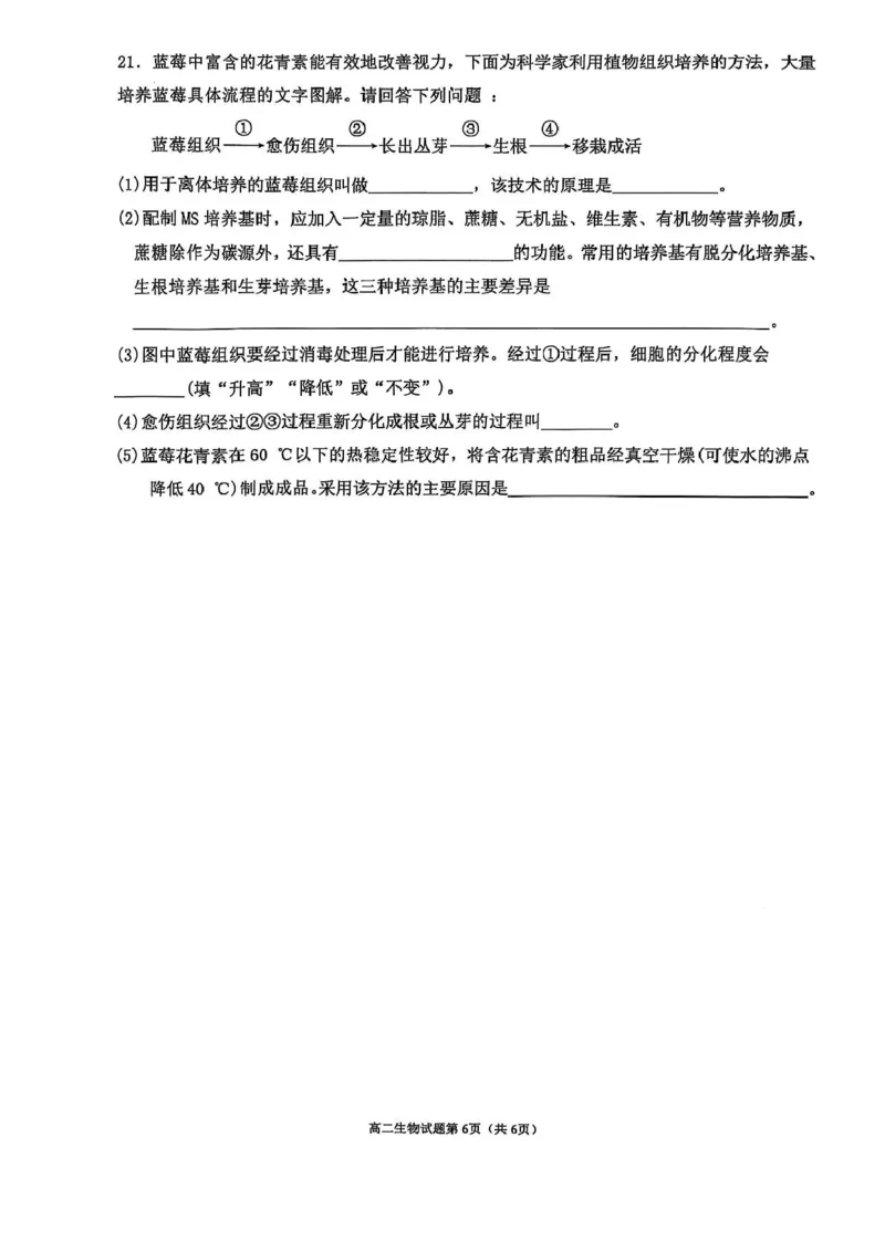 广西壮族自治区来宾高级中学2025-2026学年高三上学期开学生物试题（含答案）_2025年8月_250819广西壮族自治区来宾高级中学2025-2026学年高三上学期开学检测