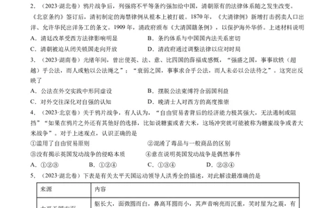 专题05工业文明冲击下中国的转型(1840-1894)（原卷卷）_近10年高考真题汇编（必刷）_十年（2014-2024）高考历史真题分项汇编（全国通用）