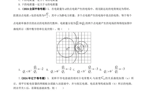 专题08电场-2024年高考真题和模拟题物理分类汇编（学生卷）_近10年高考真题汇编（必刷）_十年（2014-2024）高考物理真题分项汇编（全国通用）