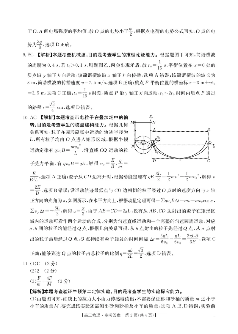 江西省高三金太阳5月三新协同教研共同体考试（25-490C）物理答案_2025年5月_250510江西省高三金太阳5月三新协同教研共同体考试（25-490C）（全科）