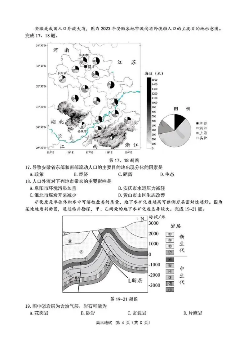 地理试题_2025年4月_2504072024学年第二学期杭州市高三年级教学质量检测（杭州二模）_2025届浙江省杭州市高三二模教学质量检测地理