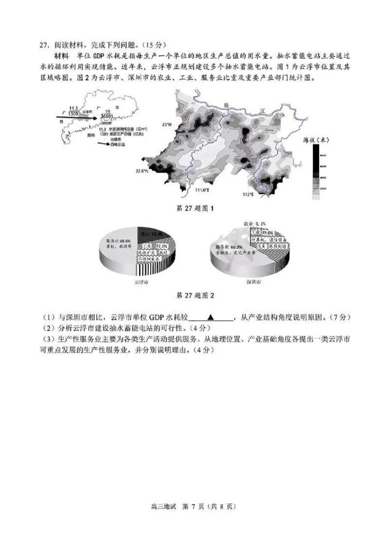 地理试题_2025年4月_2504072024学年第二学期杭州市高三年级教学质量检测（杭州二模）_2025届浙江省杭州市高三二模教学质量检测地理