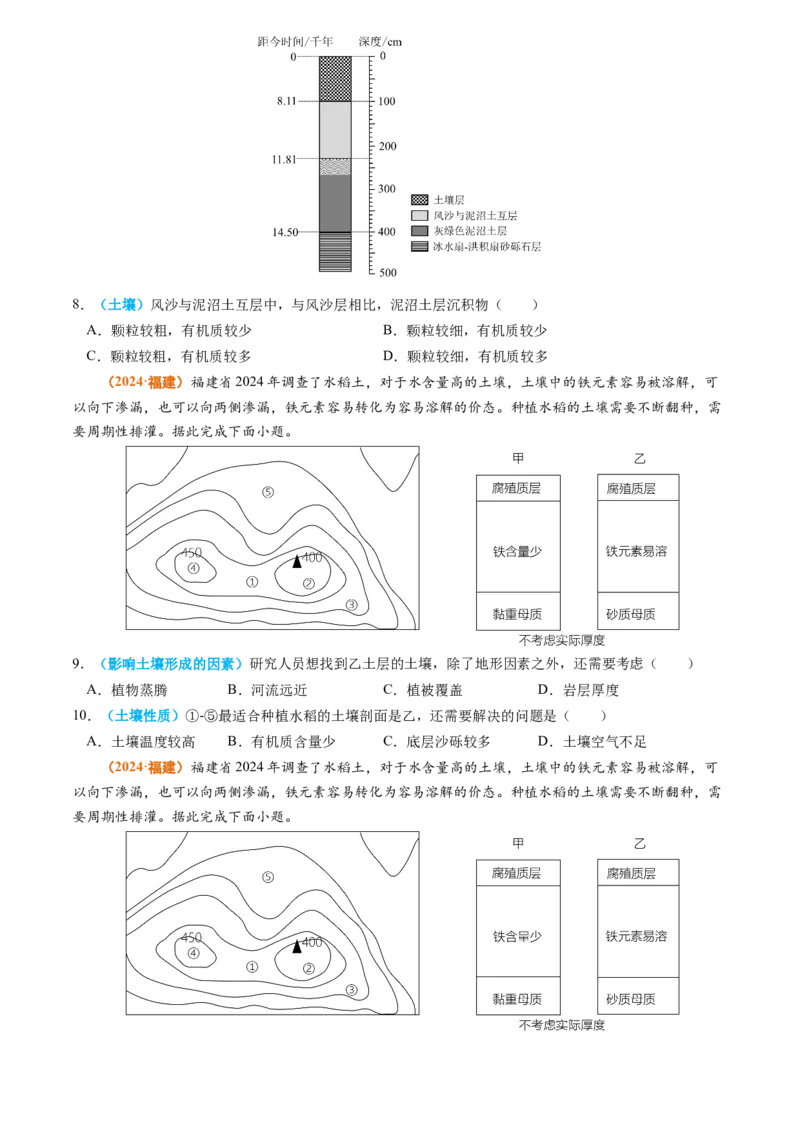 专题06自然环境的整体性与差异性-2024年高考真题和模拟题地理分类汇编（学生卷）_近10年高考真题汇编（必刷）_十年（2014-2024）高考地理真题分项汇编（全国通用）