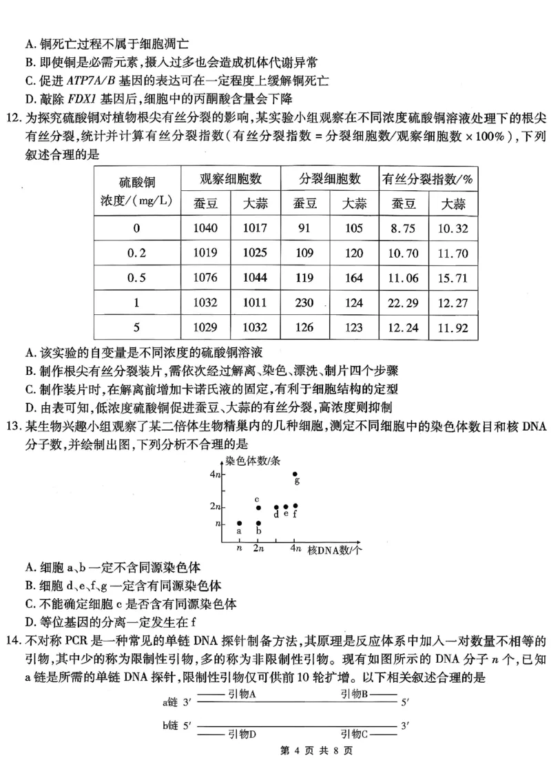 南开中学高2026届高三第二次质量检测+生物_2025年10月_251013重庆市南开中学2026届高三上学期第二次质量检测（全科）