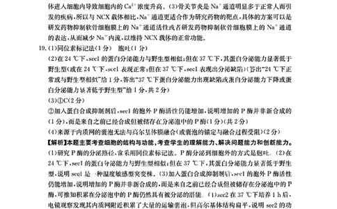 生物答案_2025年10月_251002陕青宁晋金太阳2025-2026学年高三上学期9月联考_陕青宁晋金太阳2025-2026学年高三上学期9月开学联考生物试卷（含答案）