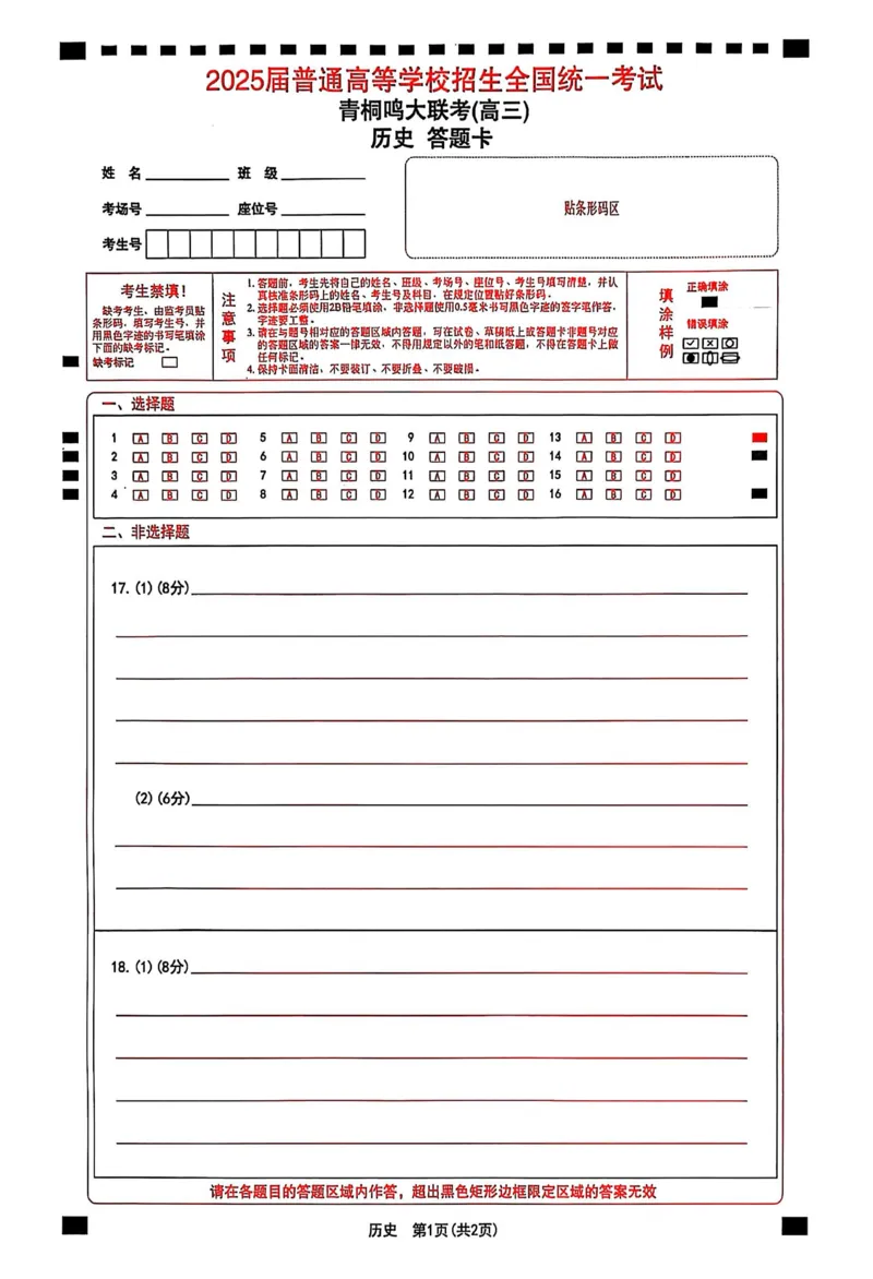 河南省青桐鸣大联考2024-2025学年高三下学期3月月考历史_2025年3月_250313河南省青桐鸣大联考2024-2025学年高三下学期3月月考_河南省2025届高三青桐鸣3月大联考历史