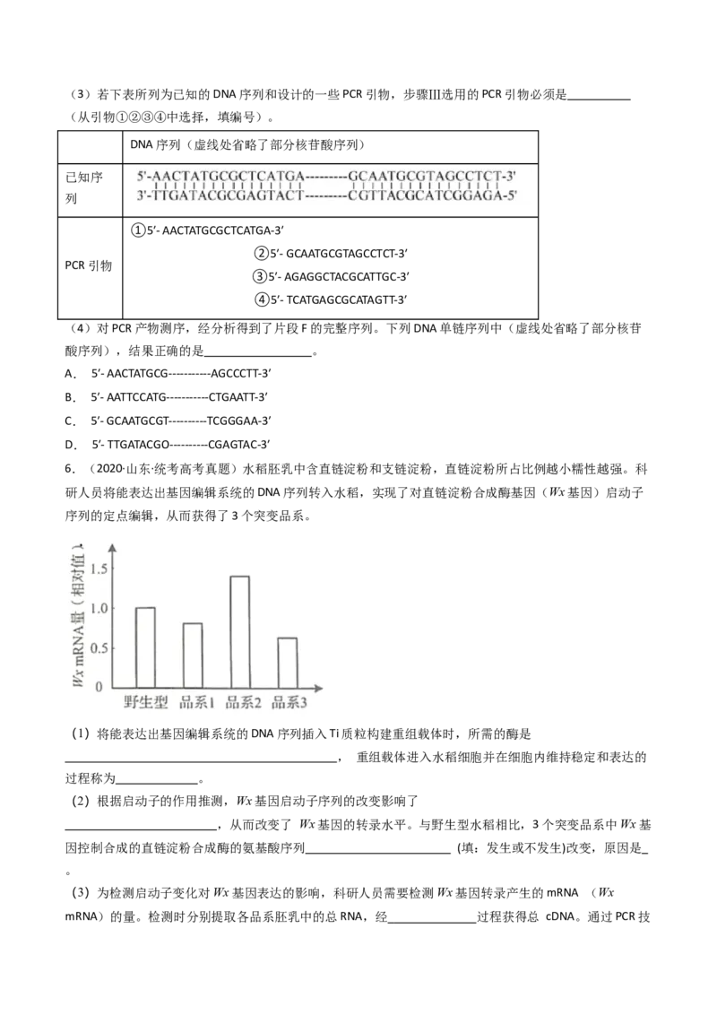 专题25基因工程（原卷卷）_近10年高考真题汇编（必刷）_十年（2014-2024）高考生物真题分项汇编（全国通用）_十年（2014-2023）高考生物真题分项汇编（全国通用）