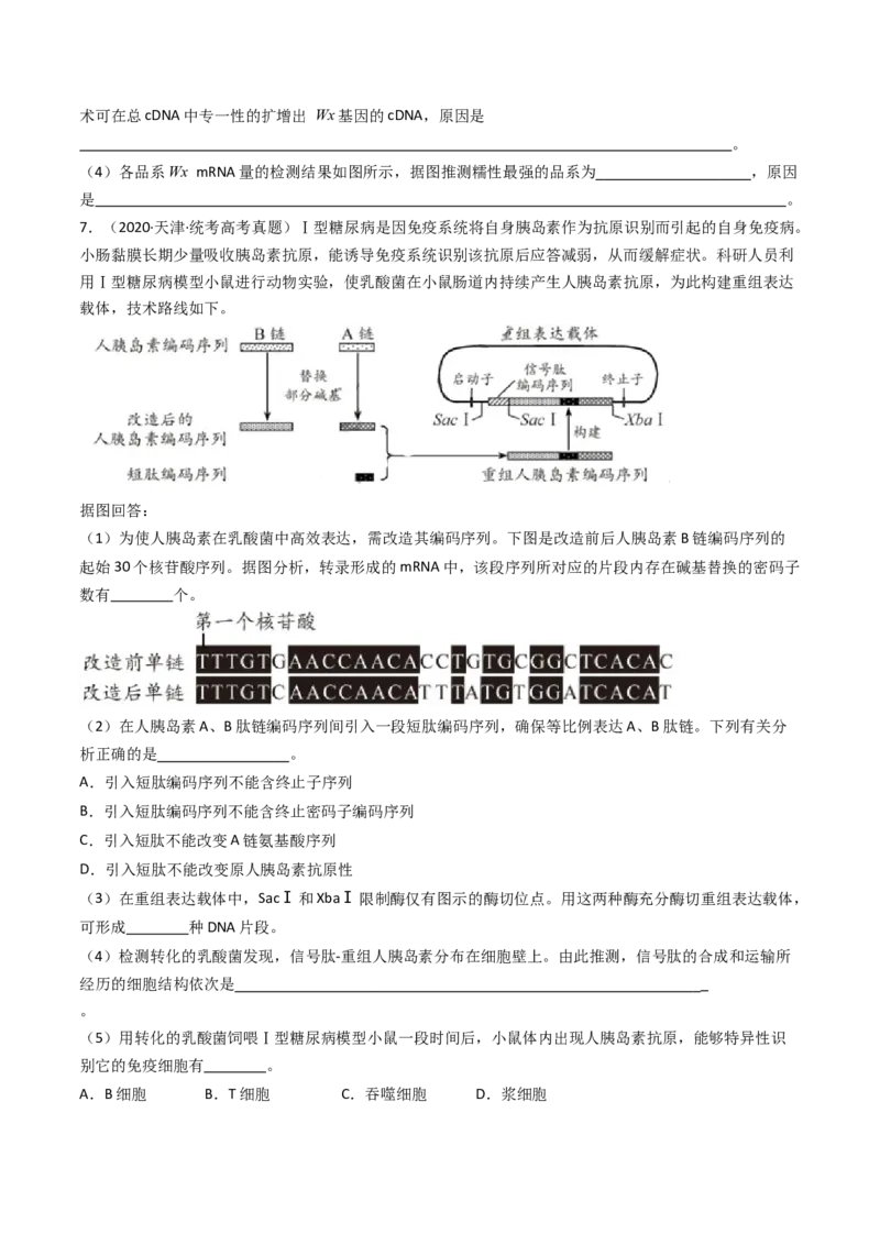 专题25基因工程（原卷卷）_近10年高考真题汇编（必刷）_十年（2014-2024）高考生物真题分项汇编（全国通用）_十年（2014-2023）高考生物真题分项汇编（全国通用）
