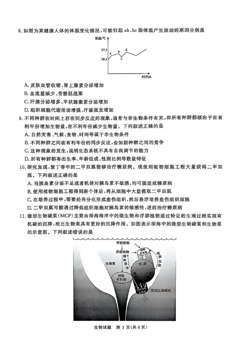 河南青桐鸣大联考2025年高三考前适应性考试-生物试卷_2025年5月_2505172025届河南省青桐鸣5月大联考高三考前适应性考试（全科）_2025届河南省高三考前适应性考试&middot;青桐鸣5月大联考生物