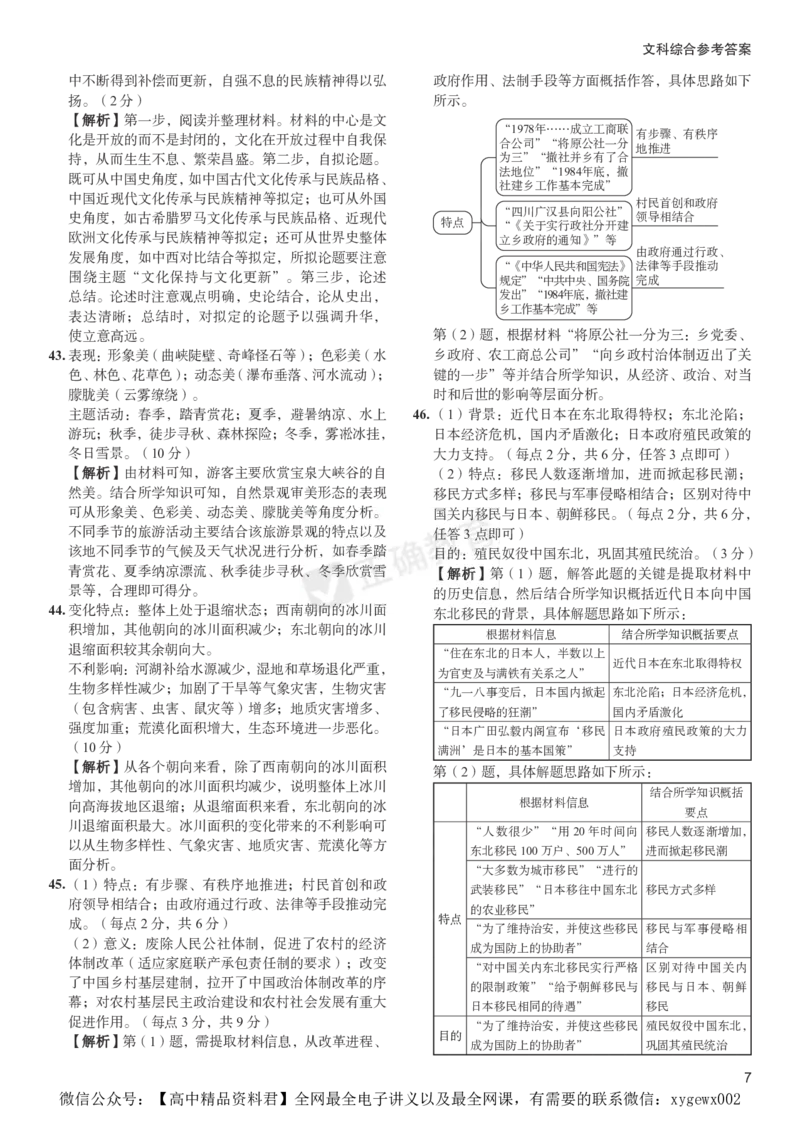 2024届高考文综考向核心卷&mdash;全国专用答案_2024高考押题卷_72024正确教育全系列_2024考向核心卷全系列_（全国卷）2024《考向核心卷》（九科全）各一套