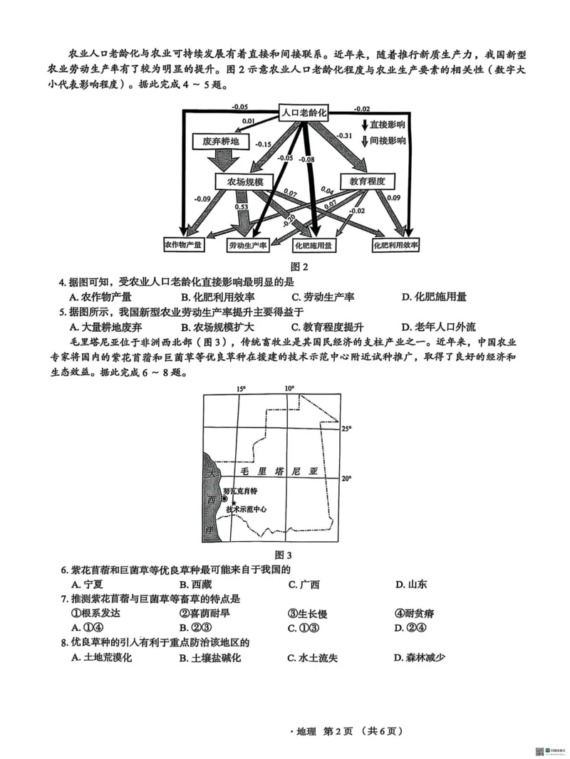 河北省2025届高三学生全过程纵向评价（四）地理（含答案）_2025年3月_250330河北省2025届高三学生全过程纵向评价（四）（全科）