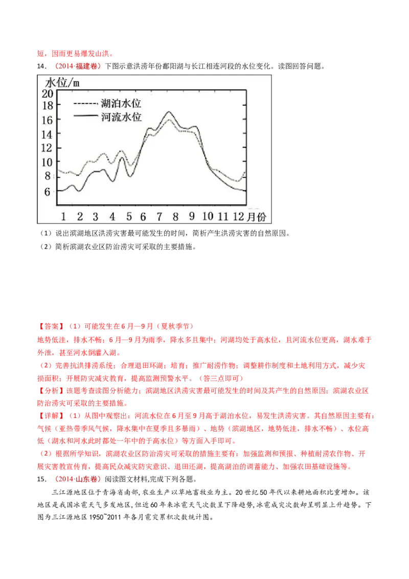 专题08自然灾害和地理信息技术-十年（2014-2023）高考地理真题分项汇编（解析卷）_近10年高考真题汇编（必刷）_十年（2014-2024）高考地理真题分项汇编（全国通用）