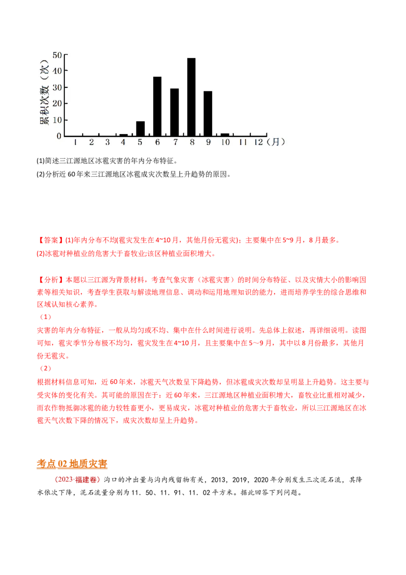 专题08自然灾害和地理信息技术-十年（2014-2023）高考地理真题分项汇编（解析卷）_近10年高考真题汇编（必刷）_十年（2014-2024）高考地理真题分项汇编（全国通用）
