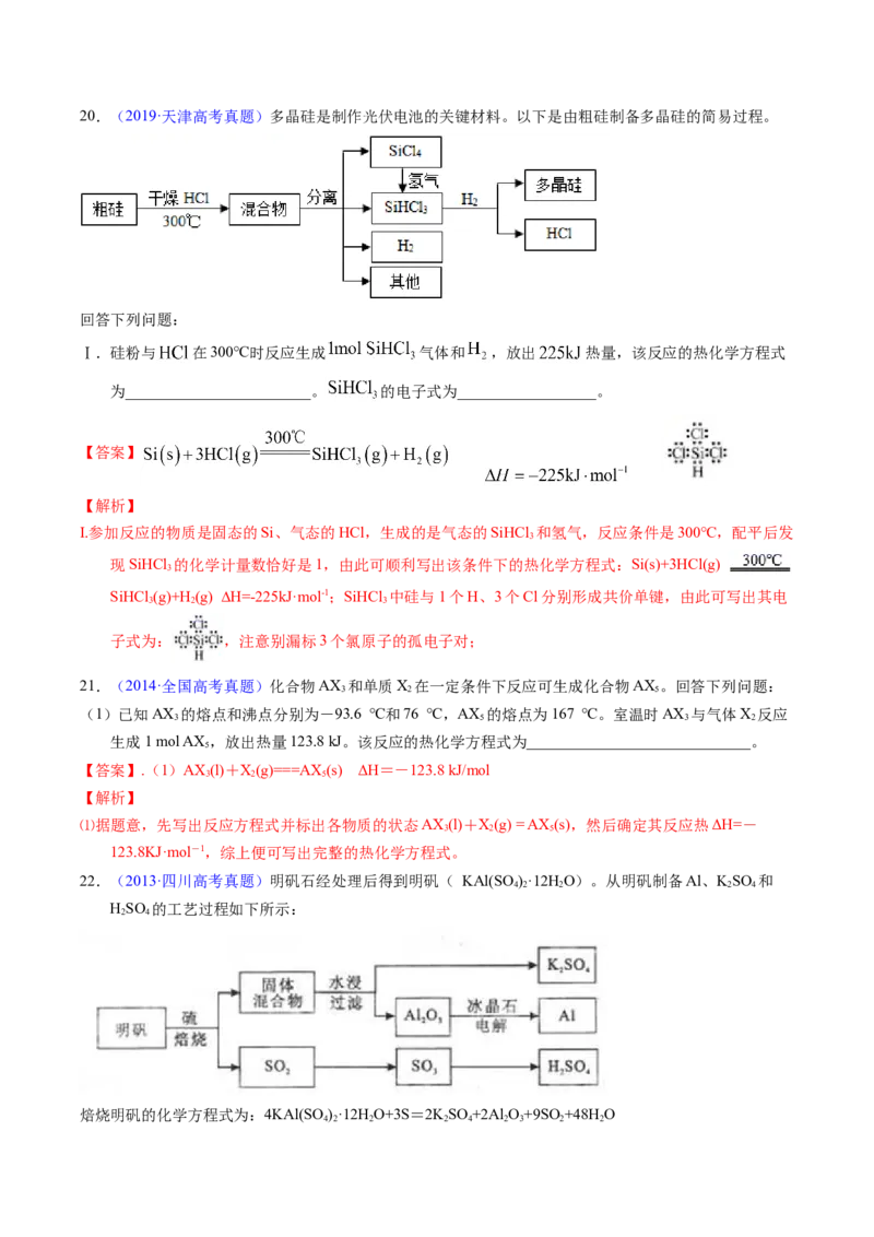 专题43热化学反应方程式书写（解析卷）_近10年高考真题汇编（必刷）_十年（2014-2024）高考化学真题分项汇编（全国通用）_十年（2014-2023）高考化学真题分项汇编（全国通用）