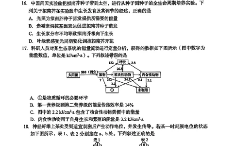 浙江省台州市2025届高三下学期4月二模试题生物试卷+答案_2025年4月_250411浙江省台州市2025届高三下学期4月二模（全科）