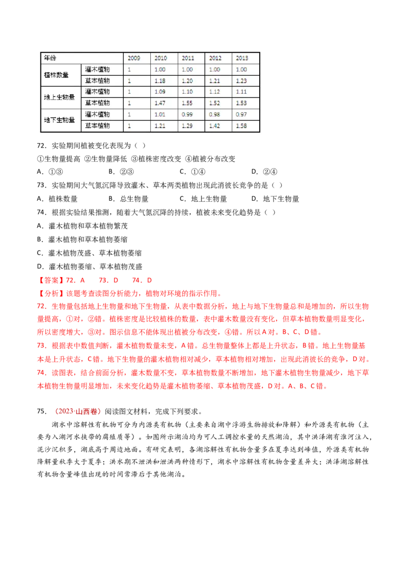 专题07自然地理环境的整体性和差异性-十年（2014-2023）高考地理真题分项汇编（解析卷）_近10年高考真题汇编（必刷）_十年（2014-2024）高考地理真题分项汇编（全国通用）