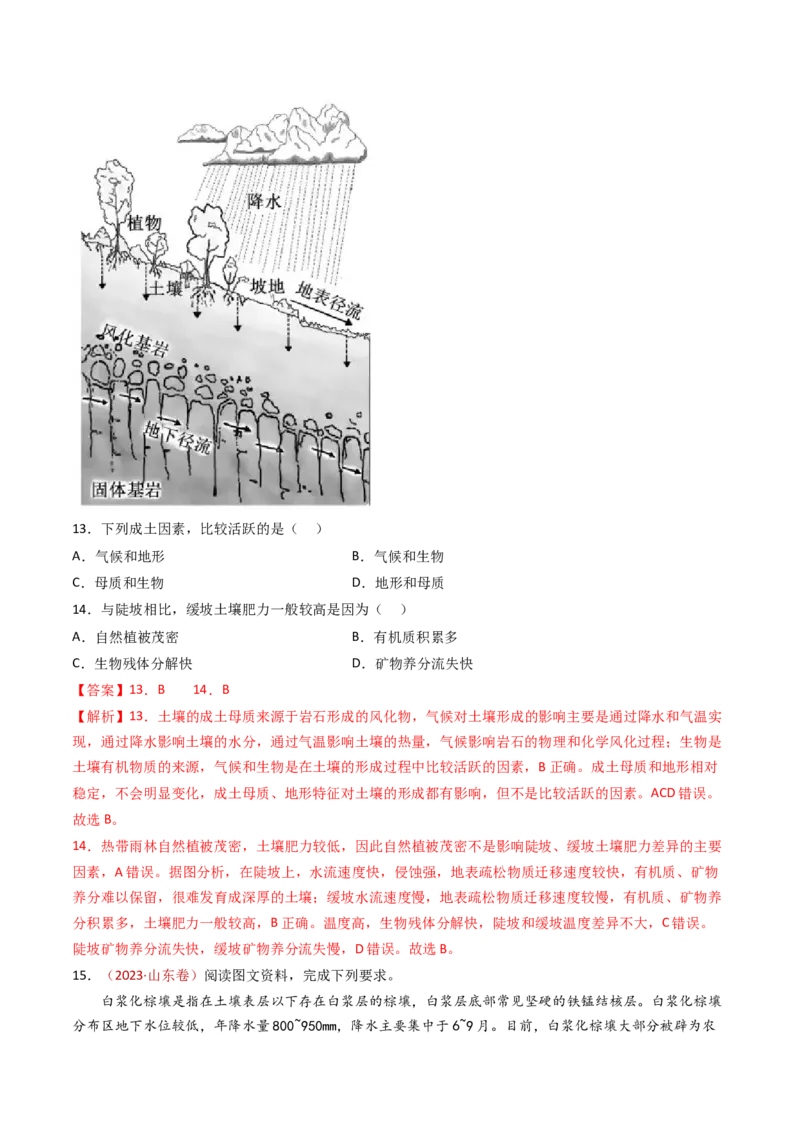 专题07自然地理环境的整体性和差异性-十年（2014-2023）高考地理真题分项汇编（解析卷）_近10年高考真题汇编（必刷）_十年（2014-2024）高考地理真题分项汇编（全国通用）