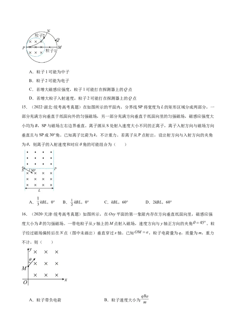 专题45带电粒子在有边界磁场运动（原卷卷）-十年（2014-2023）高考物理真题分项汇编（全国通用）_近10年高考真题汇编（必刷）_十年（2014-2024）高考物理真题分项汇编（全国通用）