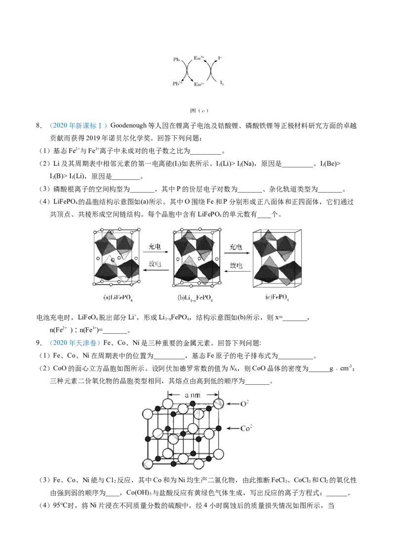 专题37物质结构综合&mdash;&mdash;以金属元素为主体（原卷卷）_近10年高考真题汇编（必刷）_十年（2014-2024）高考化学真题分项汇编（全国通用）