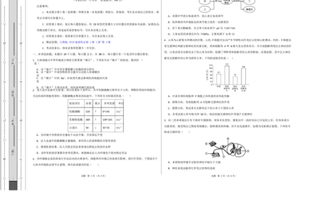 高二生物上学期第一次月考（江苏专用）高二生物第一次月考卷测试范围：人教版2019选择性必修1第1章~第3章（考试版A3）_1多考区联考试卷
