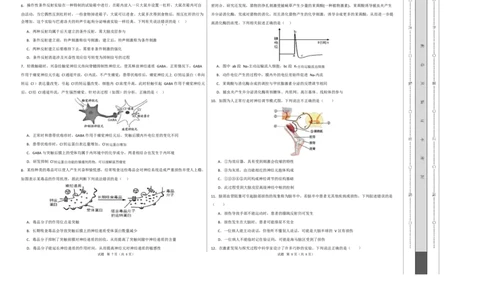 高二生物上学期第一次月考（江苏专用）高二生物第一次月考卷测试范围：人教版2019选择性必修1第1章~第3章（考试版A3）_1多考区联考试卷