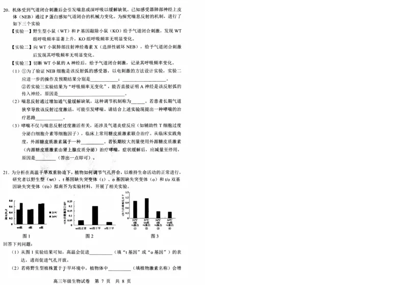 湖北省武昌区2025届高三年级5月质量检测生物_2025年5月_250518湖北省武昌区2025届高三年级5月质量检测（全科）