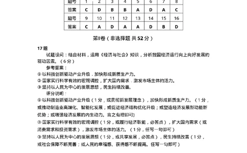 政治试卷答案_2025年1月_250118福建省泉州市2025届高中毕业班质量监测（二）（全科）_福建省泉州市2025届高中毕业班质量监测(二)政治