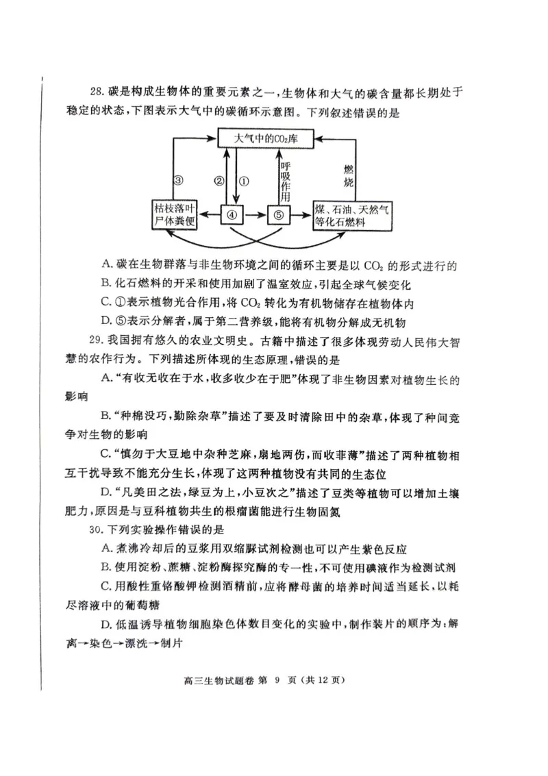 河南省郑州市2025届高三第一次质量预测生物试题+答案_2025年1月_250119河南省郑州市2025届高三第一次质量预测试卷（全科）