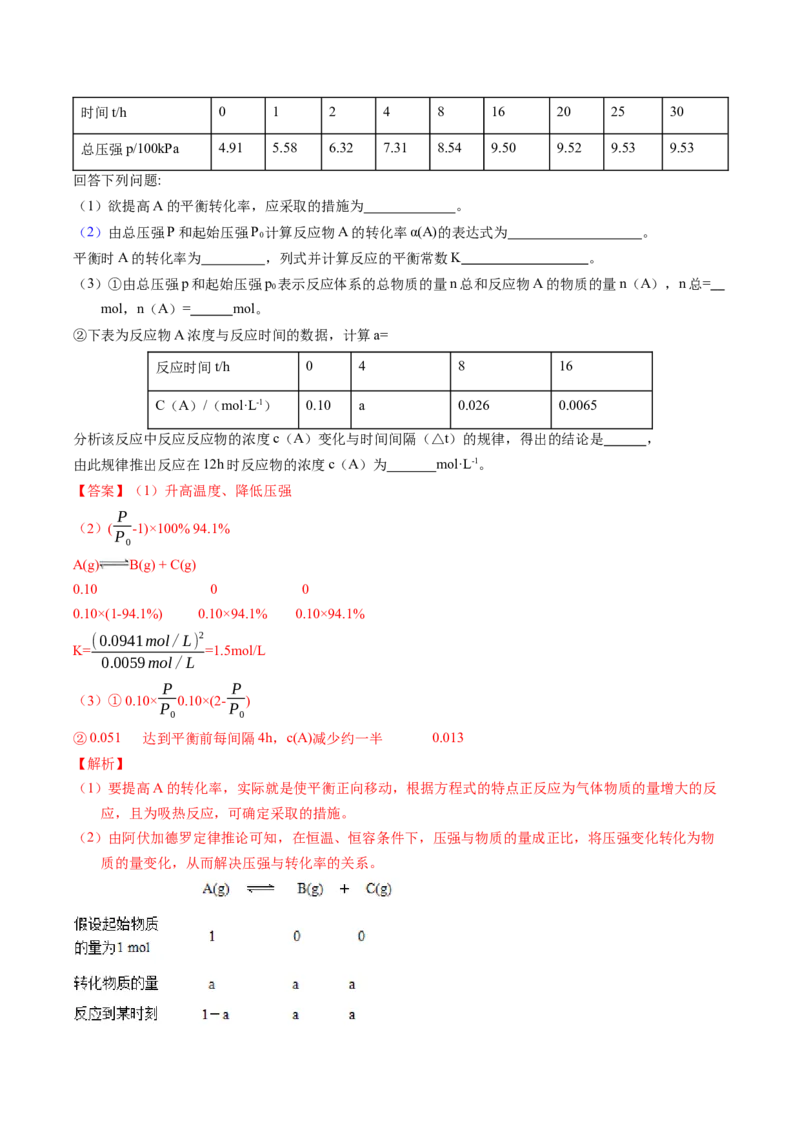 专题57化学反应速率与平衡综合问题（解析卷）_近10年高考真题汇编（必刷）_十年（2014-2024）高考化学真题分项汇编（全国通用）_十年（2014-2023）高考化学真题分项汇编（全国通用）