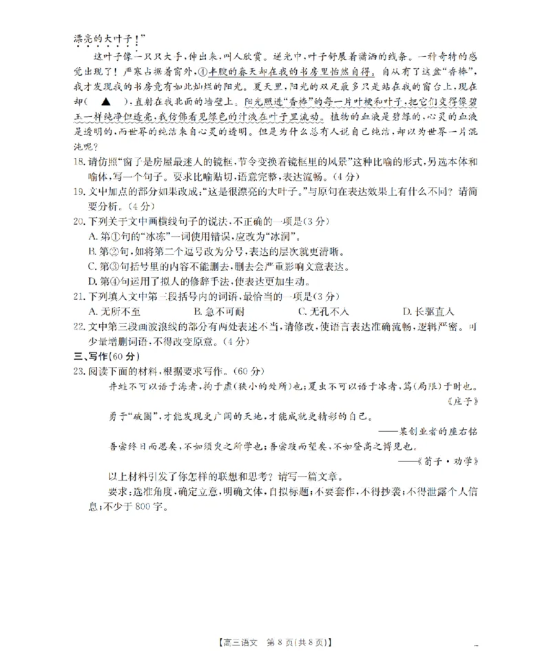 四川省2026届高三上学期10月联考（26-38C）语文_2025年10月_251020金太阳&middot;四川省2026届高三上学期10月联考（26-38C）（全科）
