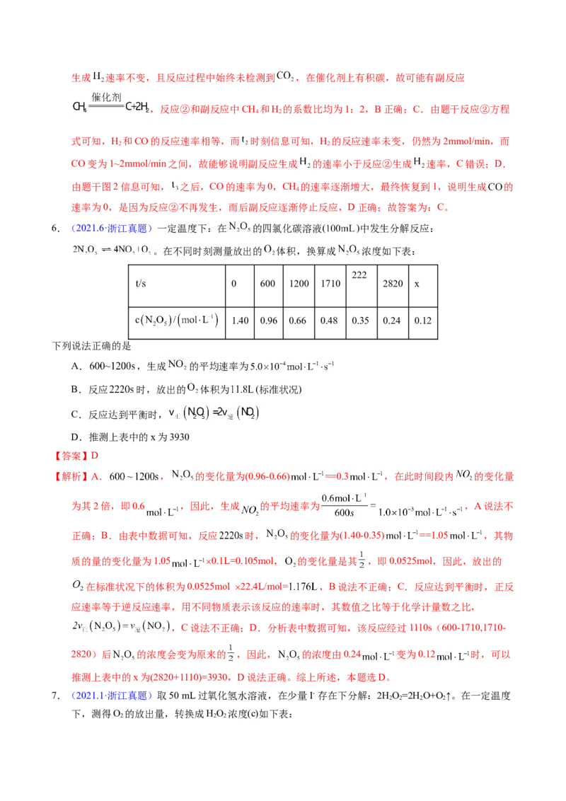 专题52化学反应速率（解析卷）_近10年高考真题汇编（必刷）_十年（2014-2024）高考化学真题分项汇编（全国通用）_十年（2014-2023）高考化学真题分项汇编（全国通用）